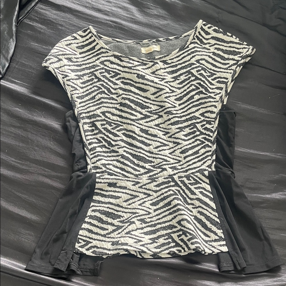 Silence + Noise Zebra Print Black and White Blouse